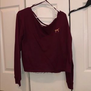 PINK Off the Shoulder Cropped Sweatshirt